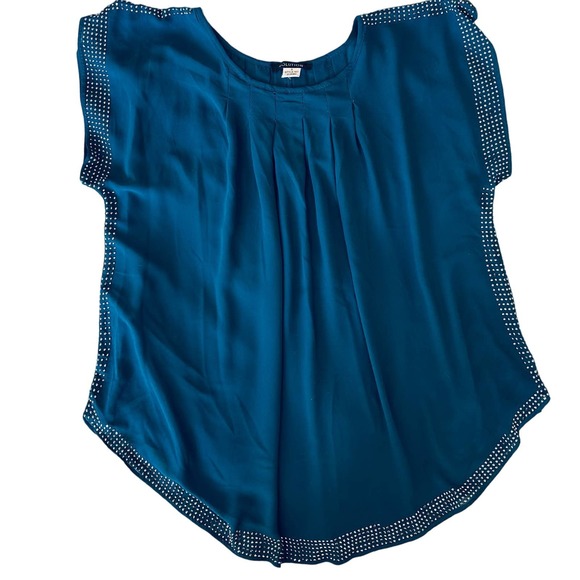 Moroccan Blue Scoop Neck Blouse  SMALL - Picture 2 of 6